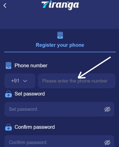 Insert your mobile number